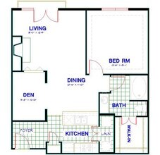 Traditional 1x1 761-850 SF 2108 floor plan